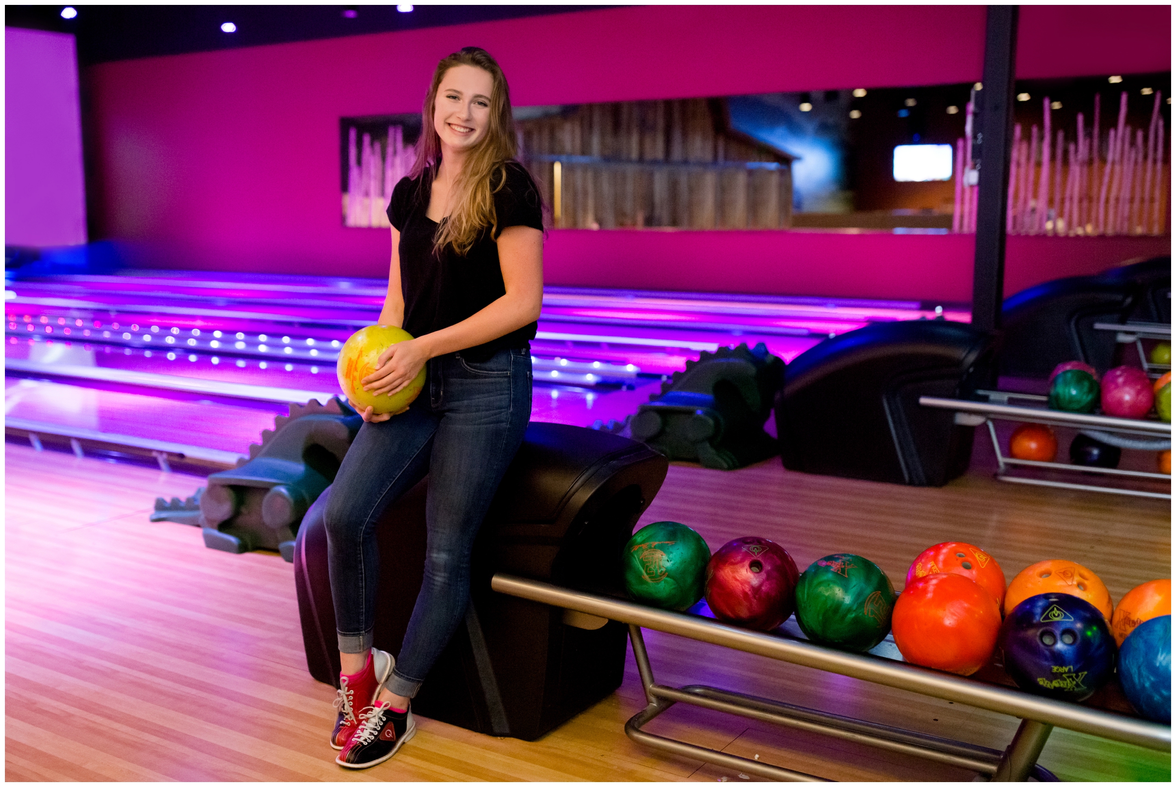 teen girl bowling at Wild Game Longmont 