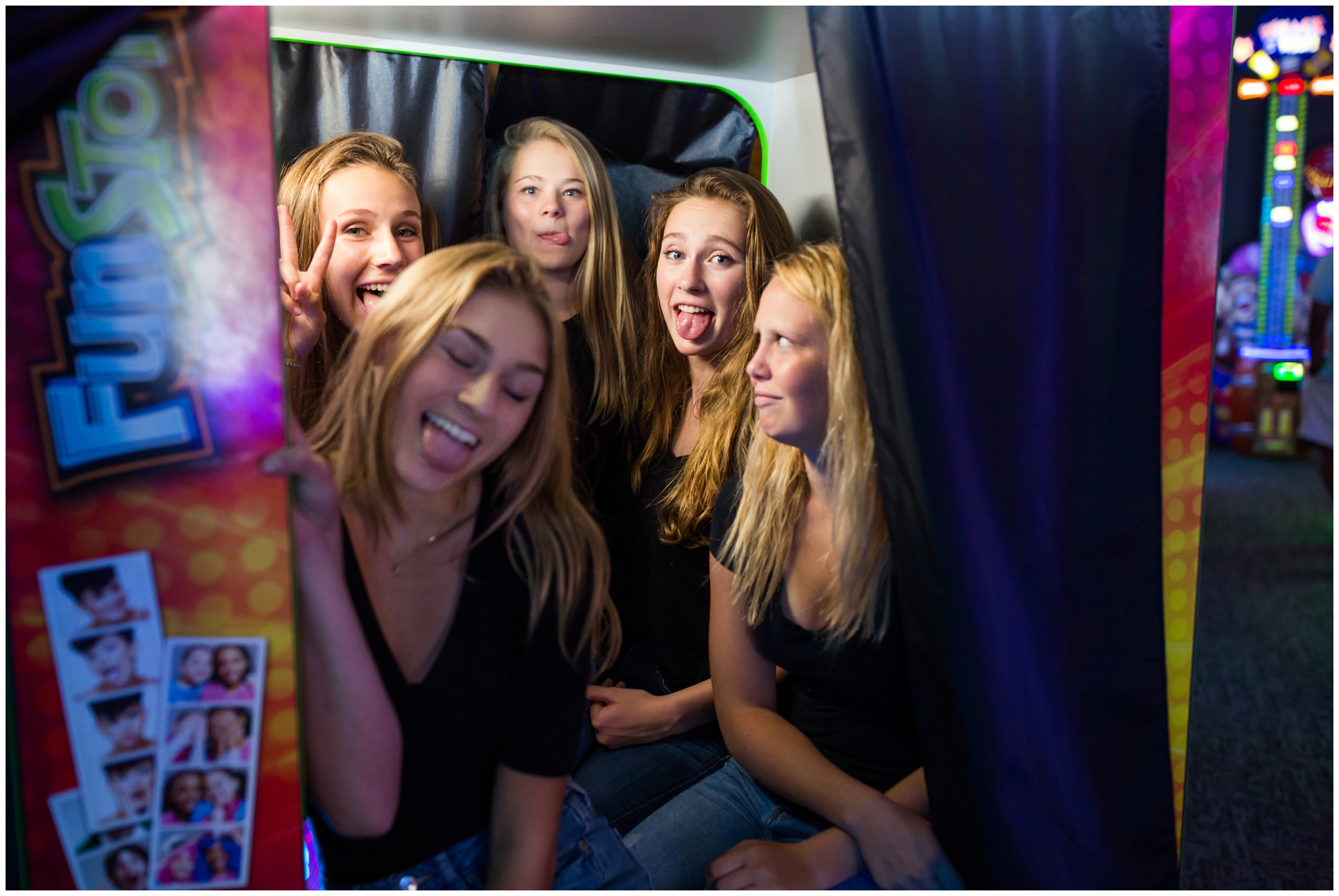 teen girls in Photo Booth at Wild Game Longmont 