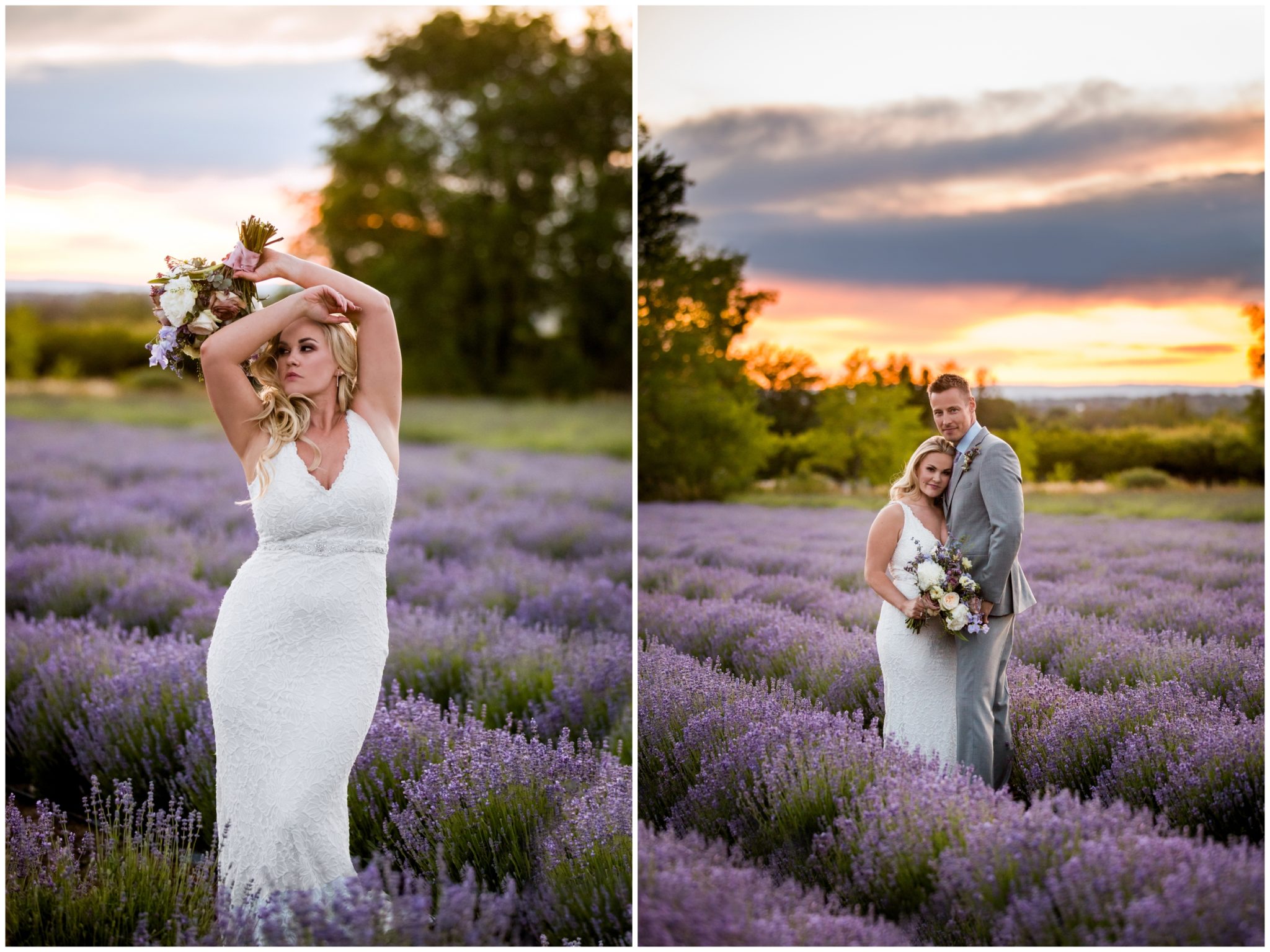 bride in a lavender field in Grand Junction